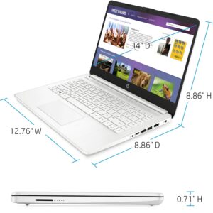 HP 2022 Premium 14-inch HD Thin and Light Laptop, Intel Dual-Core Processor, 16GB RAM, 64GB Storage, Long Battery Life, Webcam, Bluetooth, HDMI, Wi-Fi, White, Windows 11 + 1 Year Microsoft 365