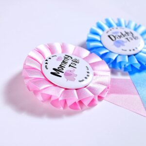 PATICARRY Elephant Themed Tinplate Badge Set, Light Pink and Blue Satin, Perfect for Baby Shower