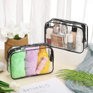 Reginary 28 Pieces Clear Cosmetic Makeup Bags with Zipper Bulk Travel Size Plastic Toiletry Carry Pouch Waterproof Portable Transparent Zippered Organizer Case for Women Men Traveling and Organizing