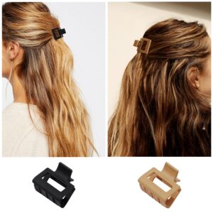 Small No-Slip Claw Hair Clips for Thin to Medium Hair - 1.57 Inch Mini Square Styling Accessories for Women and Girls