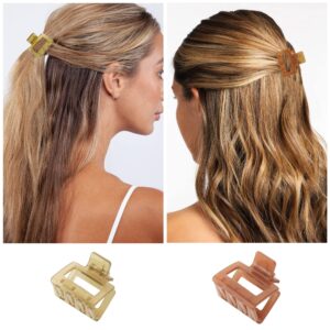 Small No-Slip Claw Hair Clips for Thin to Medium Hair - 1.57 Inch Mini Square Styling Accessories for Women and Girls