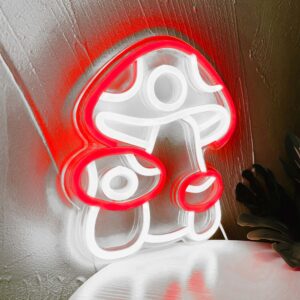 Mushroom Neon Sign Dimmable LED Neon Light Wall Art for Kids Room Decor Bedroom Wall Sign USB Operated Mushroom Lamp Light Up Sign Teen Room Decor Game Room Red