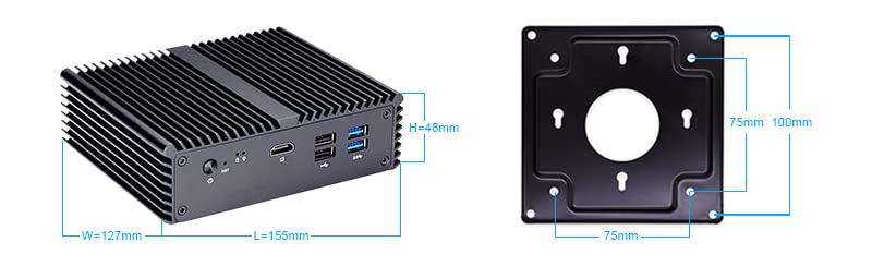 Qotom-Q750G5-S08 Router Mini PC Intel Celeron J4125 AES-NI 5X Intel I225-V 2.5G LAN Quad Core (8G DDR4 RAM + 128G MSATA SSD)