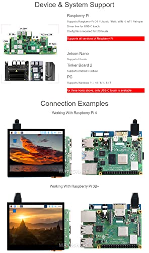 Waveshare 3.5inch HDMI LCD, Compatible with Raspberry Pi 5/4B/3B/Zero/Zero W/Zero 2W/Pico/Pico W/Pico WH, Capacitive Touch IPS LCD Display, 640×480, Audio Jack