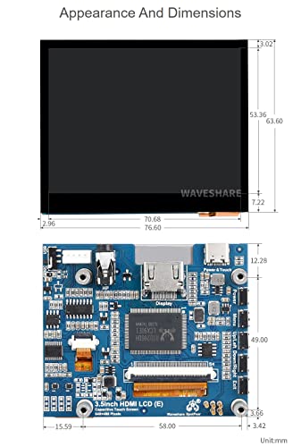 Waveshare 3.5inch HDMI LCD, Compatible with Raspberry Pi 5/4B/3B/Zero/Zero W/Zero 2W/Pico/Pico W/Pico WH, Capacitive Touch IPS LCD Display, 640×480, Audio Jack