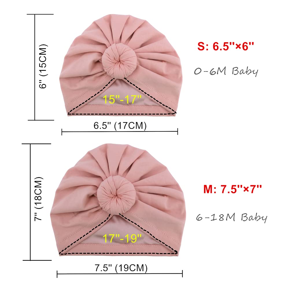 Sugarmelon Silk Satin Lined Turban Hat for Babies Infant Toddler Girls Boys Bonnet Newborn Cotton Beanie Little Kids Shower Caps (0-6M,104 Cott Peach)