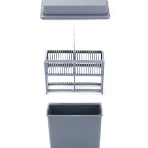 QWORK Microscope Slides Staining Jar and Rack, 2 Pcs 24-Slots, Grey