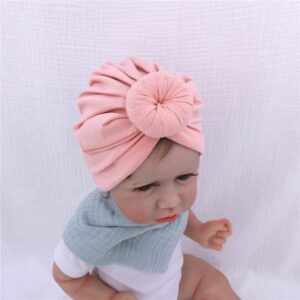 Sugarmelon Silk Satin Lined Turban Hat for Babies Infant Toddler Girls Boys Bonnet Newborn Cotton Beanie Little Kids Shower Caps (0-6M,104 Cott Peach)