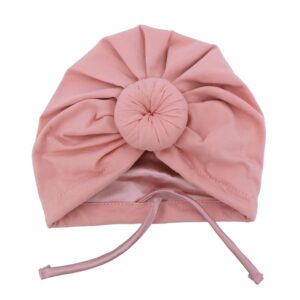 sugarmelon silk satin lined turban hat for babies infant toddler girls boys bonnet newborn cotton beanie little kids shower caps (0-6m,104 cott peach)