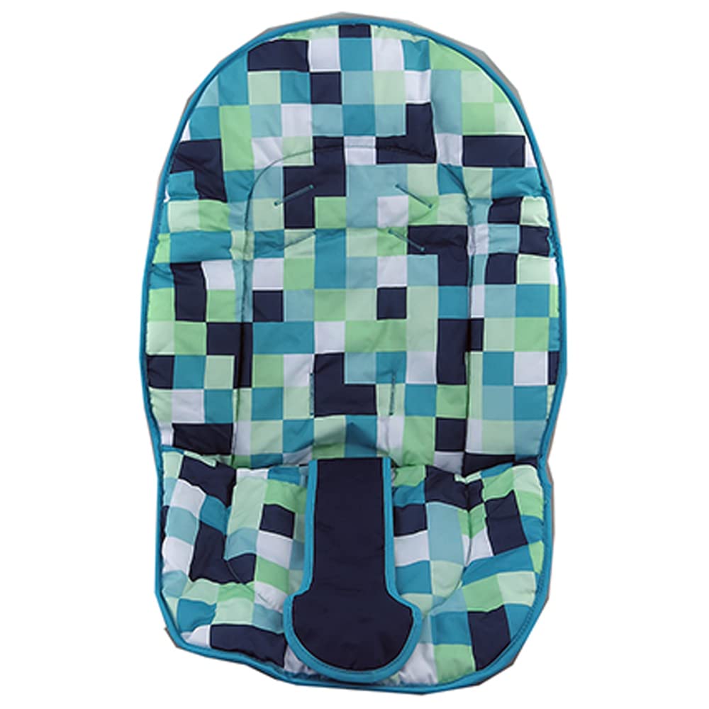 Ele Toys Replacement Part for Fisher-Price On The Go Baby Swing - GHP39 ~ Replacement Cushioned Seat Pad ~ Blue, Green and White Checks