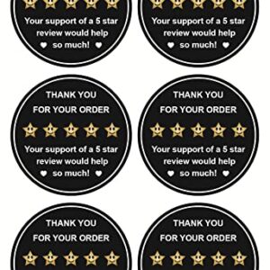 5 Star Review Delivery Labels,2 inch 300pcs Thank You for Your Order Stickers