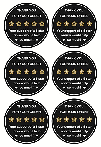 5 Star Review Delivery Labels,2 inch 300pcs Thank You for Your Order Stickers