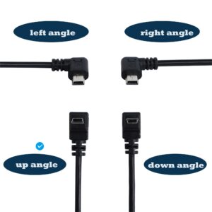 SHANFEILU 90 Degree Mini USB Cable Angle Mini 5pin USB B Male to USB 2.0 Male Data Sync Charging Extension Cable for GPS Dash Cam Black Up Angle 4.9FT