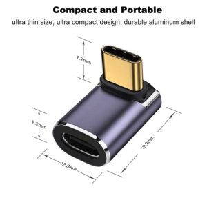 AreMe 90 Degree USB-C Male to Female Adapter, 2 Pack Right Angle 100W Type-C Adapter Extender for Steam Deck, ROG Ally, Switch, Notebook Computers, Tablet and Mobile Phones (Metallic Purple)