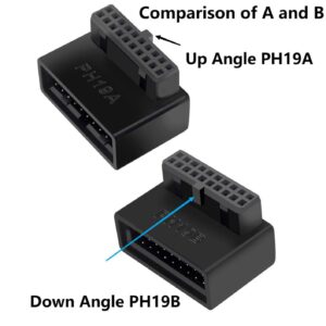 SHANFEILU USB 3.0 90 Degree Motherboard Adapter 19 Pin/20 Pin Male to Female Extension Adapter L Turn Right Angle Socket for Desktop Motherboard (Down Angle PH19B)