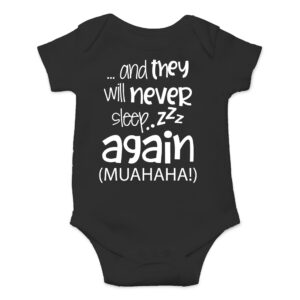 cbtwear and they will never sleep again muahaha - baby clothes - funny newborn bodysuit outfits for boys and girls (6 months, black)