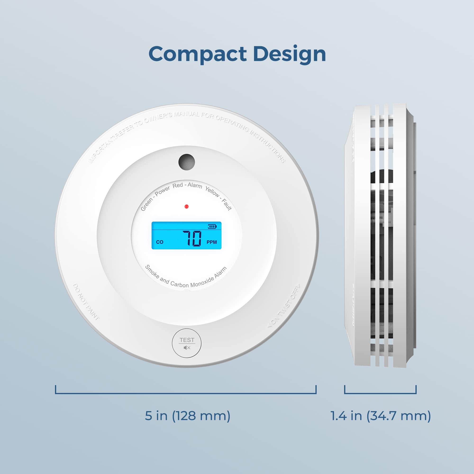 AEGISLINK Smoke and Carbon Monoxide Detector 10-Year Lifespan, Photoelectric Fire Alarm and Electrochemical CO Alarm with Test/Silence Button, with Replaceable Battery, SC240