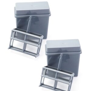 QWORK Microscope Slides Staining Jar and Rack, 2 Pcs 24-Slots, Grey