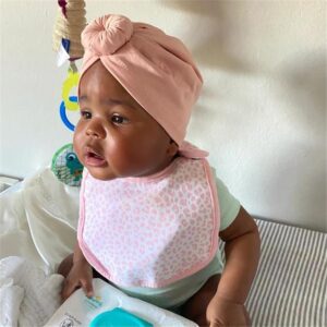 Sugarmelon Silk Satin Lined Turban Hat for Babies Infant Toddler Girls Boys Bonnet Newborn Cotton Beanie Little Kids Shower Caps (0-6M,104 Cott Peach)