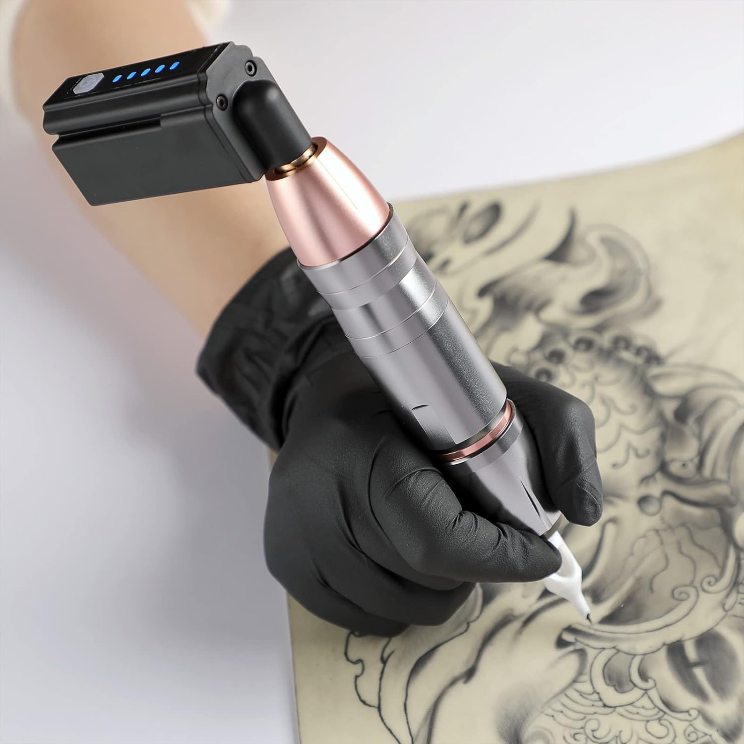 Wireless Tattoo Gun,Solong 1500mAH Wireless Tattoo Machine Kit with 20pcs Different Type Needles Cartridges Tattoo Gun Wireless for Tattoo Artist with Portable Carry Case,Tattoo Aftercare Bandage