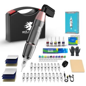 wireless tattoo gun,solong 1500mah wireless tattoo machine kit with 20pcs different type needles cartridges tattoo gun wireless for tattoo artist with portable carry case,tattoo aftercare bandage