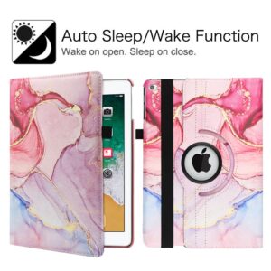 New Case for iPad 9.7 inch 2018 2017/ iPad Air 2 Case - 360 Degree Rotating Stand Protective Cover Smart Case with Auto Sleep/Wake for Apple iPad 5th/6th Generation (Marble Pink)