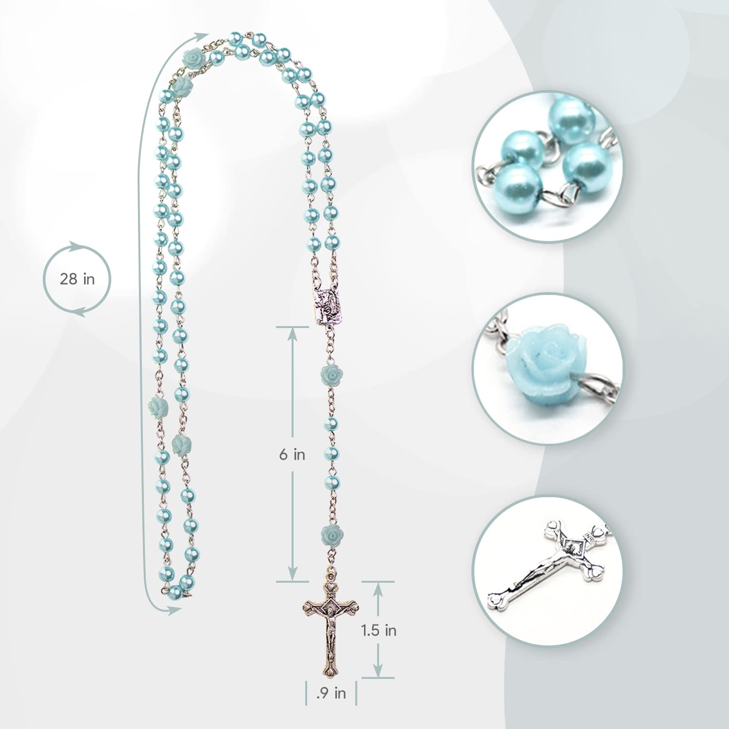 Cascade Goods - Blue My First Rosary and Keepsake Box, Catholic Baptism Gifts for Boys, Blessed First Communion Gifts for Boys or Girl Christening from Godparents