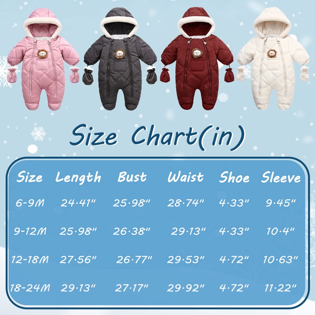 XIFAMNIY Baby Girls and Boys Lion Snowsuit Winter Outfit Outwear Hooded Footie Jumpsuit