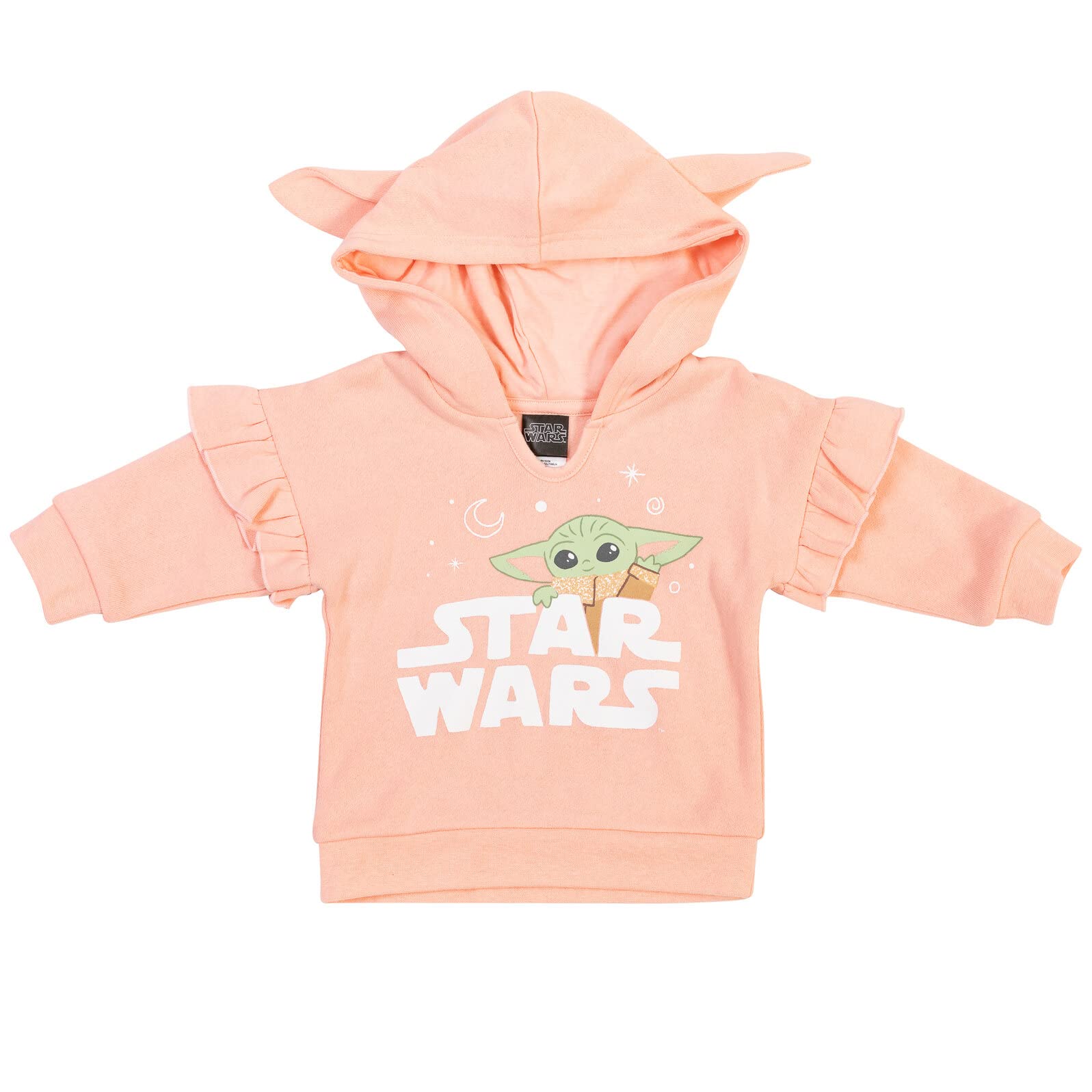 STAR WARS The Mandalorian The Child Newborn Baby Girls 3 Piece Outfit Set: Pullover Fleece Hoodie Cuddly Bodysuit Pants Pink/White/Green 3-6 Months