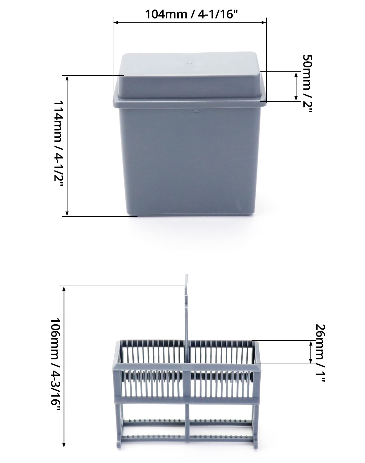 QWORK Microscope Slides Staining Jar and Rack, 2 Pcs 24-Slots, Grey