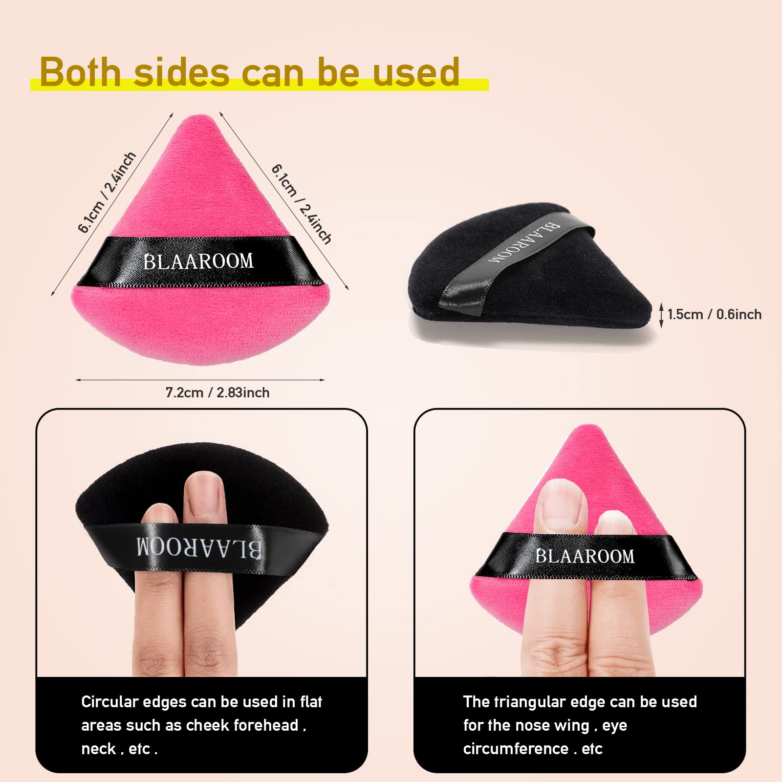 12 Pieces Velour Pure Cotton Powder Puff Face Makeup Triangle Powder Puffs for Loose Powder Wet Dry Cosmetic Foundation Beauty Sponge Makeup Tools -Black Rose Red