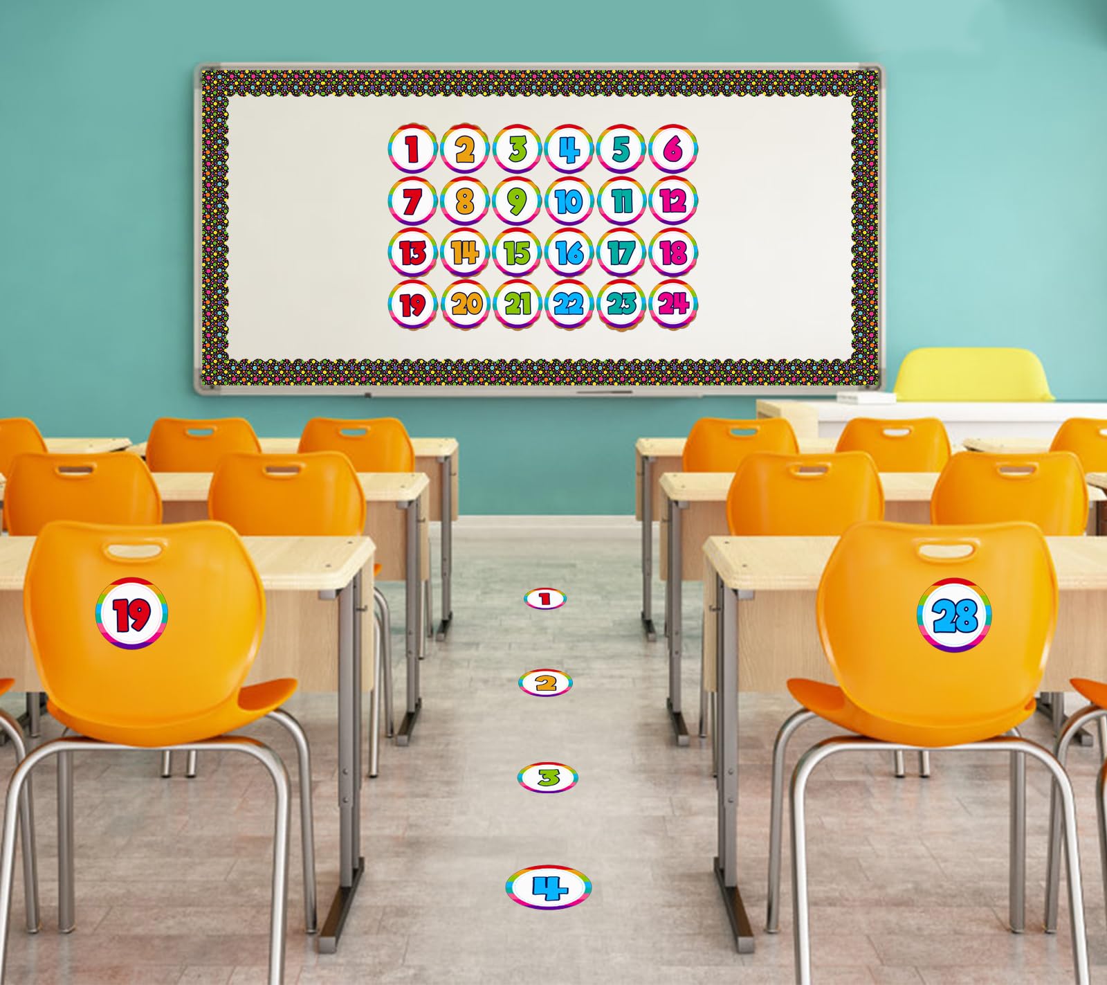 Flyab 36pcs Line up Spots for Classroom Floor 4" Floor Numbers for Classroom Lining up Line up Stickers Classroom Floor Line up Dots for Classroom Floor Back to School Preschool Kindergarten Classroom