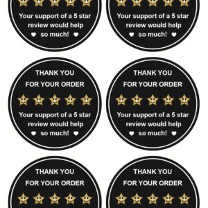 5 Star Review Delivery Labels,2 inch 300pcs Thank You for Your Order Stickers