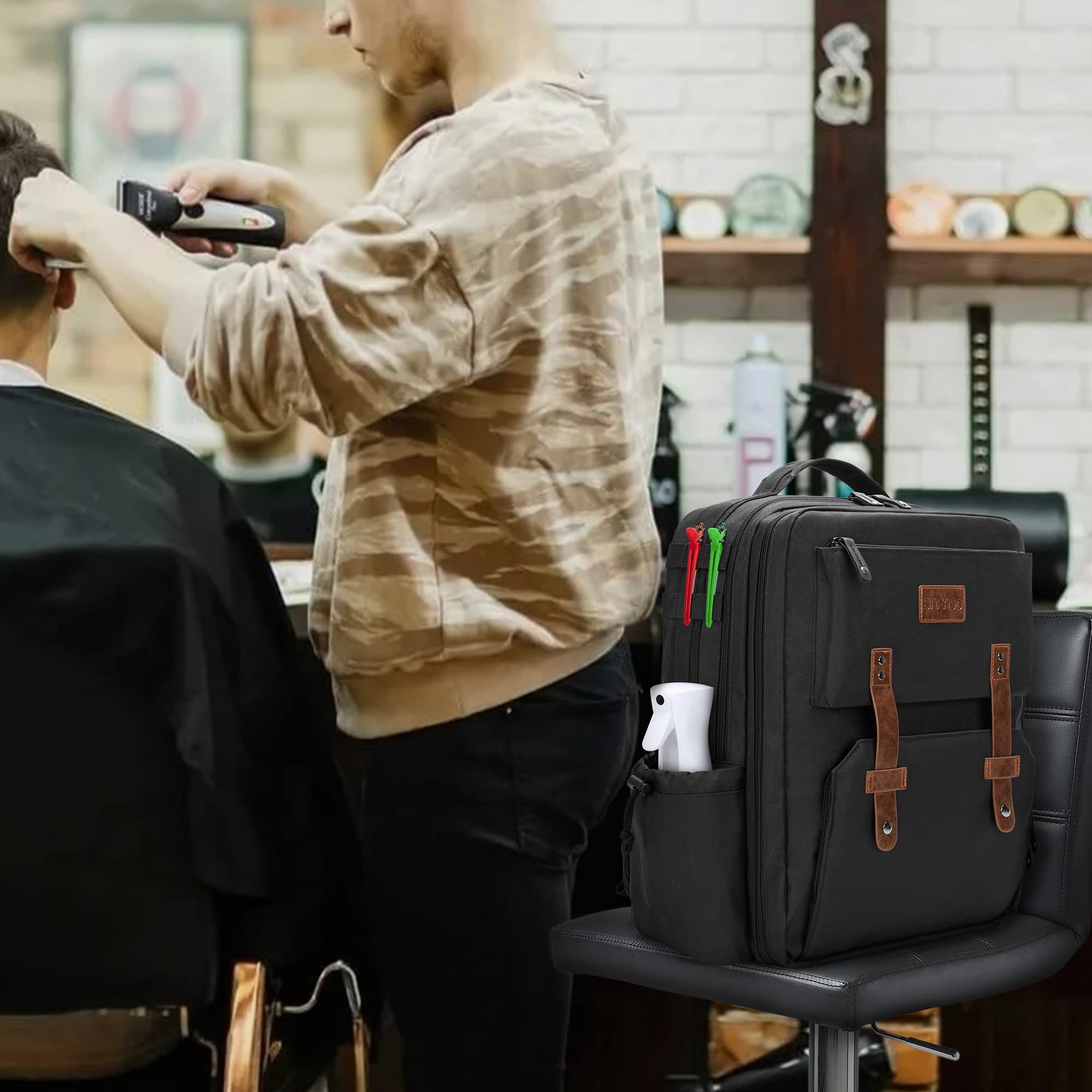 BAFASO Travel Barber Case, Large Capacity Hairdresser Bag Holds Various Hair Cutting Tools (Bag Only), Black