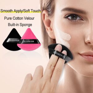 12 Pieces Velour Pure Cotton Powder Puff Face Makeup Triangle Powder Puffs for Loose Powder Wet Dry Cosmetic Foundation Beauty Sponge Makeup Tools -Black Rose Red