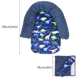 Car Seat Cover & Carseat Headrest Strap Covers for Babies, Summer Cozy Sun & Warm Cover, Dinosaur