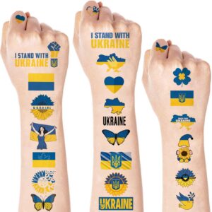 ukraine temporary tattoos ukraine sticker ukraine flag supplies - fake tattoos stickers for women kids boys girls rewards gift, 8 sheets ukraine tattoos stickers party supplies stickers