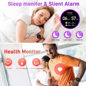 Smart Watch for Men Women Fitness: (Make/Answer Call) Bluetooth Smartwatch for Android iOS Phone Waterproof Sport Running Digital Watches Blood Pressure Heart Rate Monitor Sleep Tracker Step Counter