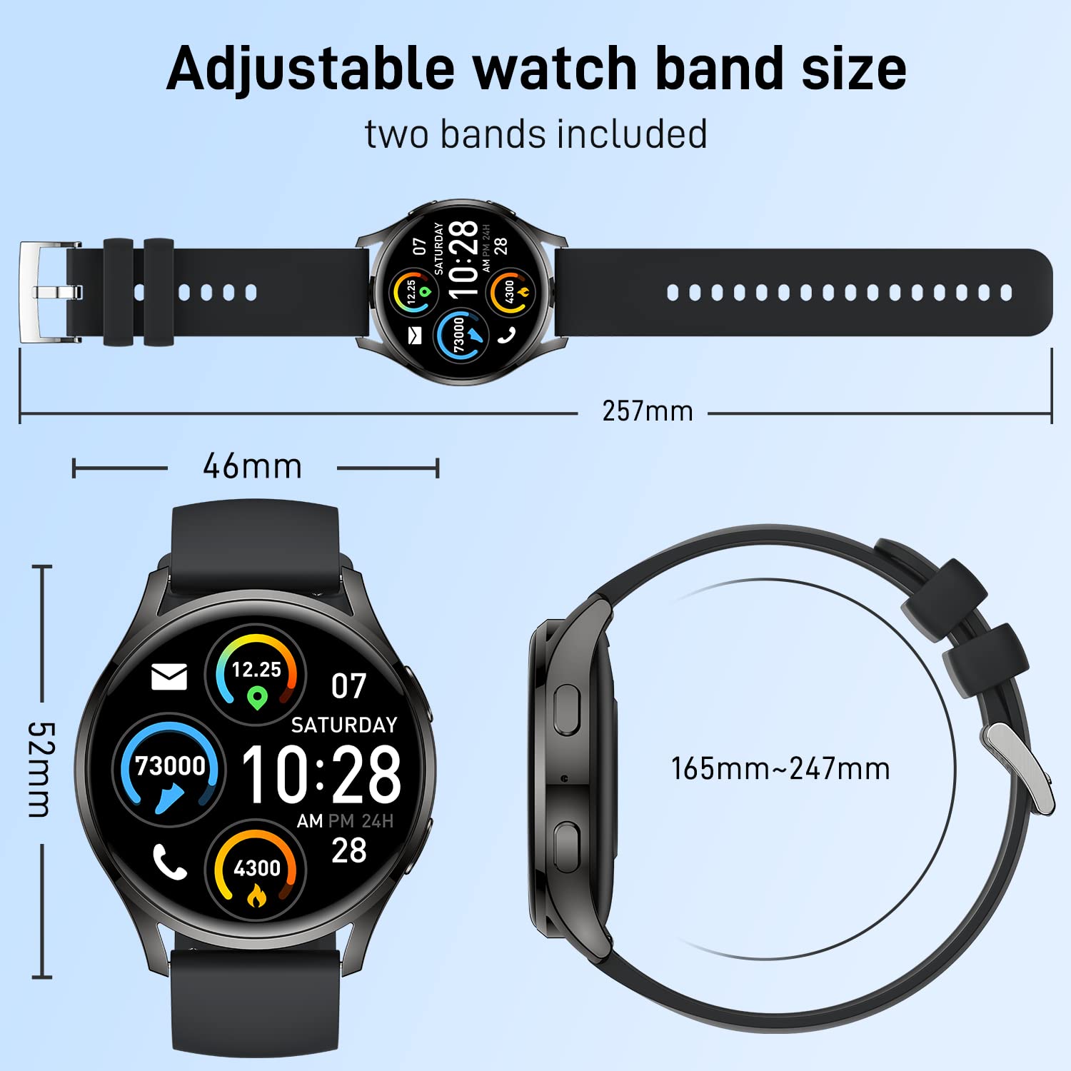 Smart Watch for Men Women Fitness: (Make/Answer Call) Bluetooth Smartwatch for Android iOS Phone Waterproof Sport Running Digital Watches Blood Pressure Heart Rate Monitor Sleep Tracker Step Counter