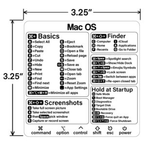 Mac Shortcut Sticker - Mac OS Shortcuts Sticker (M1+Intel), Laptop Keyboard Shortcuts Stickers for MacBook, Compatible with 13-16 Inch MacBook Air/Pro (1pcs)