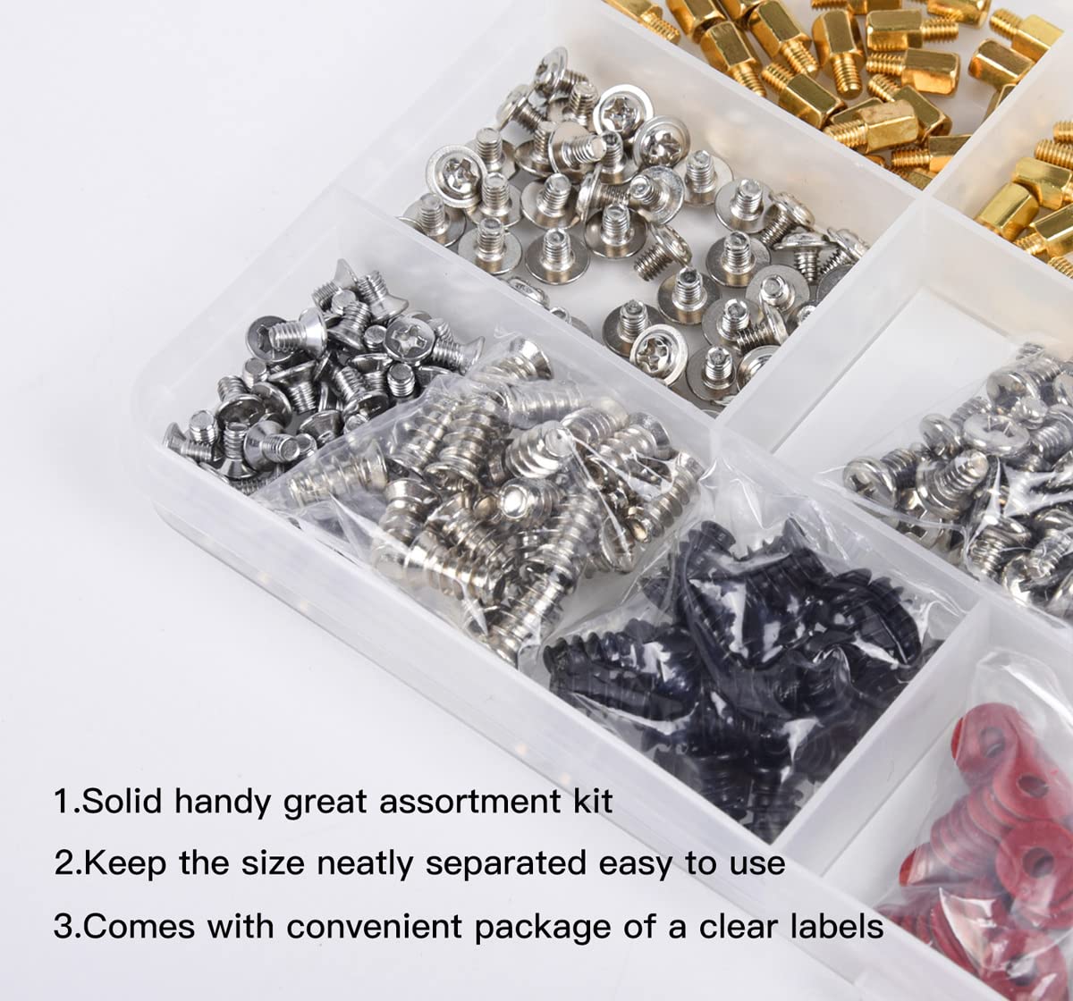 502PC Computer Motherboard Screws Kit, Motherboard Standoffs Screws for Universal HDD Hard Drive, SSD, PC Case, PC Fan, Power Supply, Graphics, CD-ROM, ATX Case, for DIY PC Installation & Repair