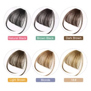 Bangs Hair Clip in Bangs Real Human Hair Extensions Wispy Bangs Fringe with Temples Hairpieces Air Bangs for Women Human Hair Clip on Bangs Brown Black