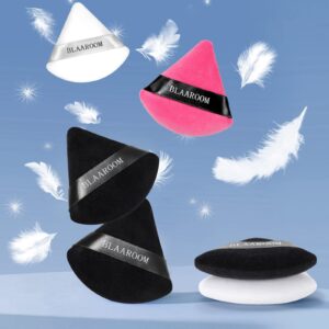 12 Pieces Velour Pure Cotton Powder Puff Face Makeup Triangle Powder Puffs for Loose Powder Wet Dry Cosmetic Foundation Beauty Sponge Makeup Tools -Black Rose Red