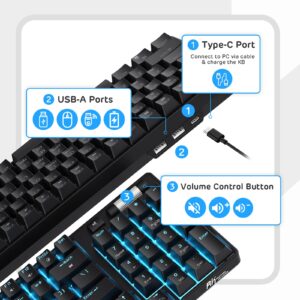 RK ROYAL KLUDGE RK96 90% Triple Mode BT5.0/2.4G/USB-C Hot Swappable Mechanical Keyboard with Magnetic Wrist Rest, 96 Keys Wireless Gaming Keyboard with Software, Blue Backlight