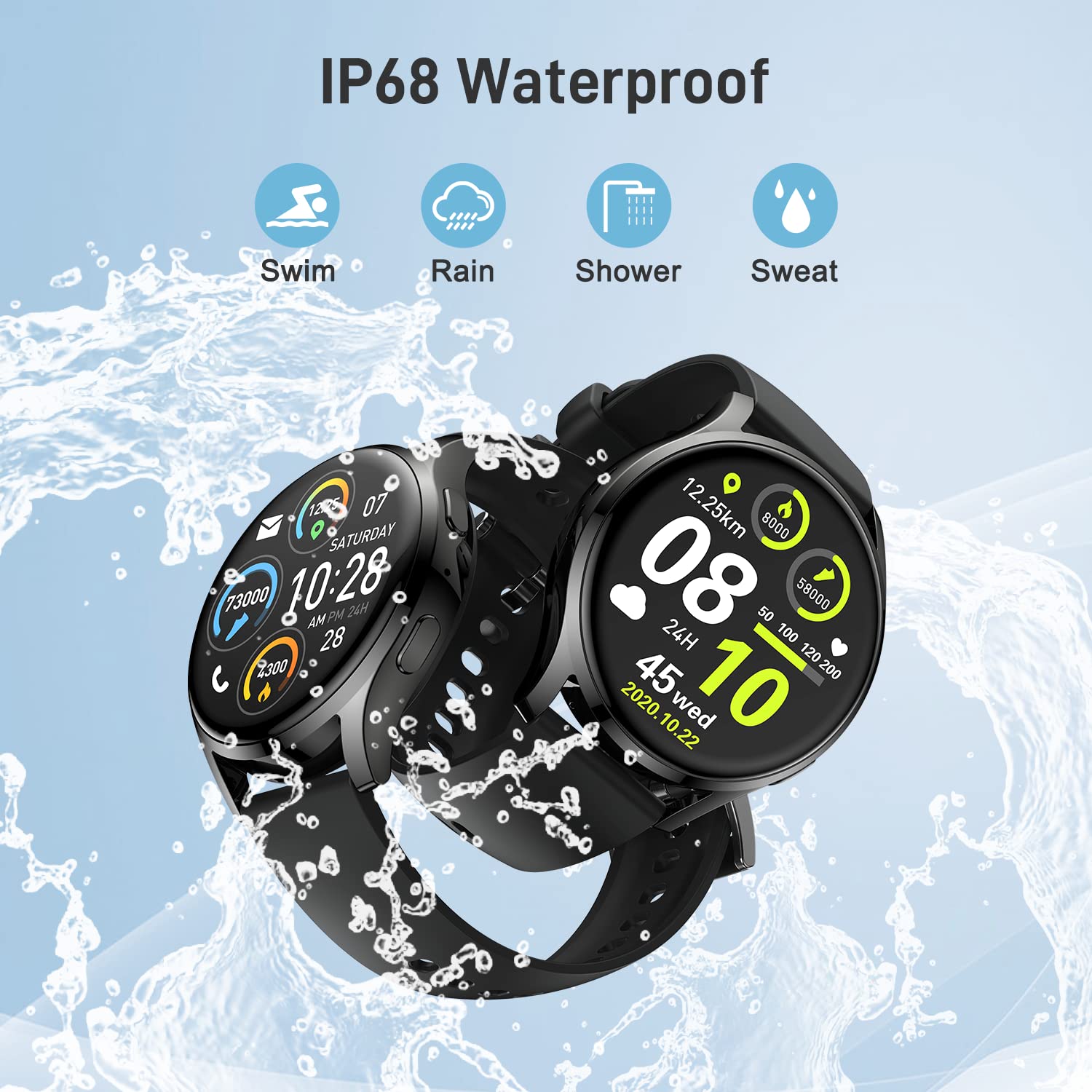 Smart Watch for Men Women Fitness: (Make/Answer Call) Bluetooth Smartwatch for Android iOS Phone Waterproof Sport Running Digital Watches Blood Pressure Heart Rate Monitor Sleep Tracker Step Counter