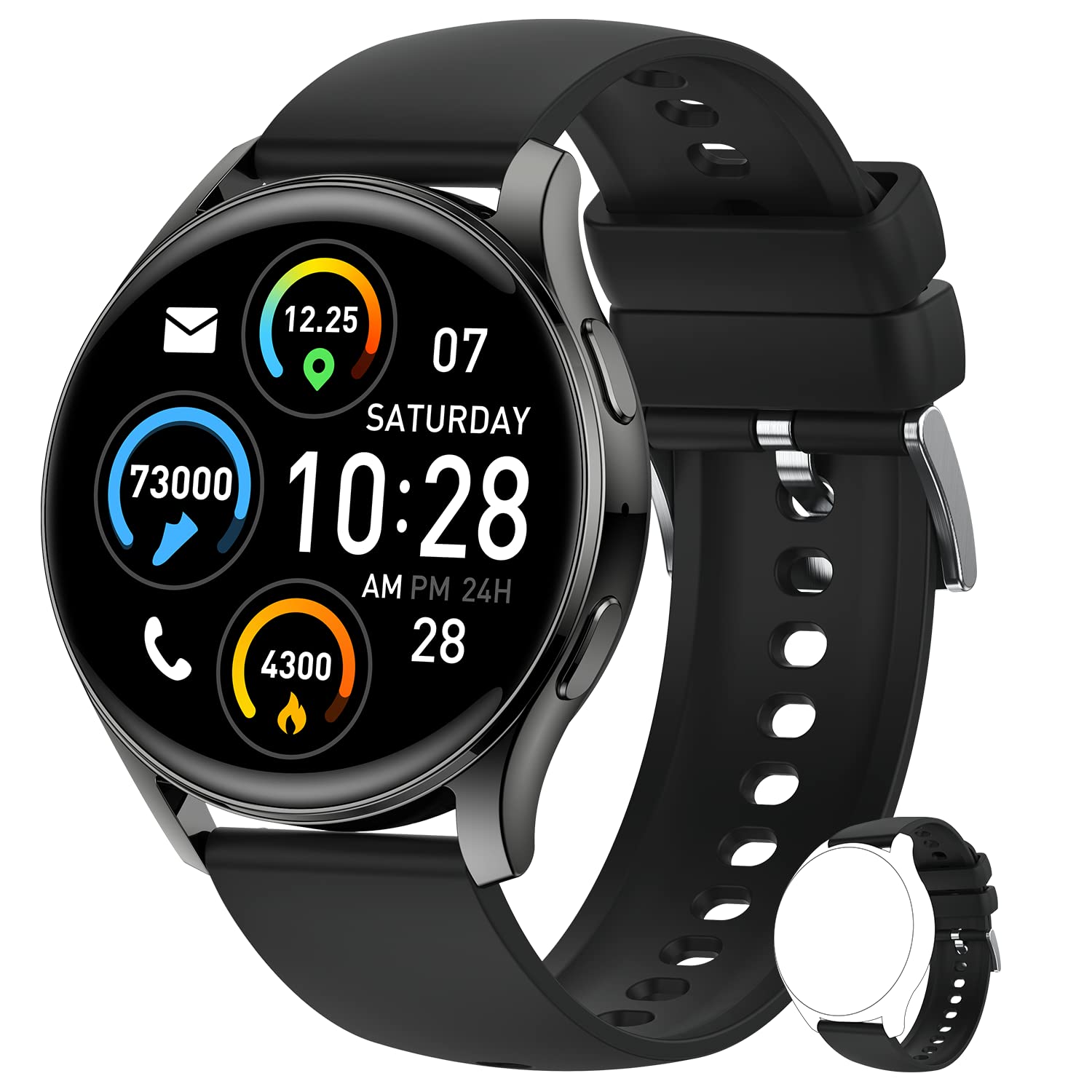 Smart Watch for Men Women Fitness: (Make/Answer Call) Bluetooth Smartwatch for Android iOS Phone Waterproof Sport Running Digital Watches Blood Pressure Heart Rate Monitor Sleep Tracker Step Counter