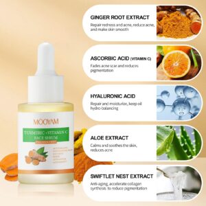 Turmeric Dark Spot Corrector Serum Turmeric and Vitamin C Serum for Face Dark Spot Correcting Glow Serum Dark Spot Remover for Face Tumeric Serum Acne Dark Spots Hyperpigmentation Smooth Skin 1oz