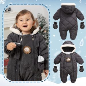 XIFAMNIY Baby Girls and Boys Lion Snowsuit Winter Outfit Outwear Hooded Footie Jumpsuit