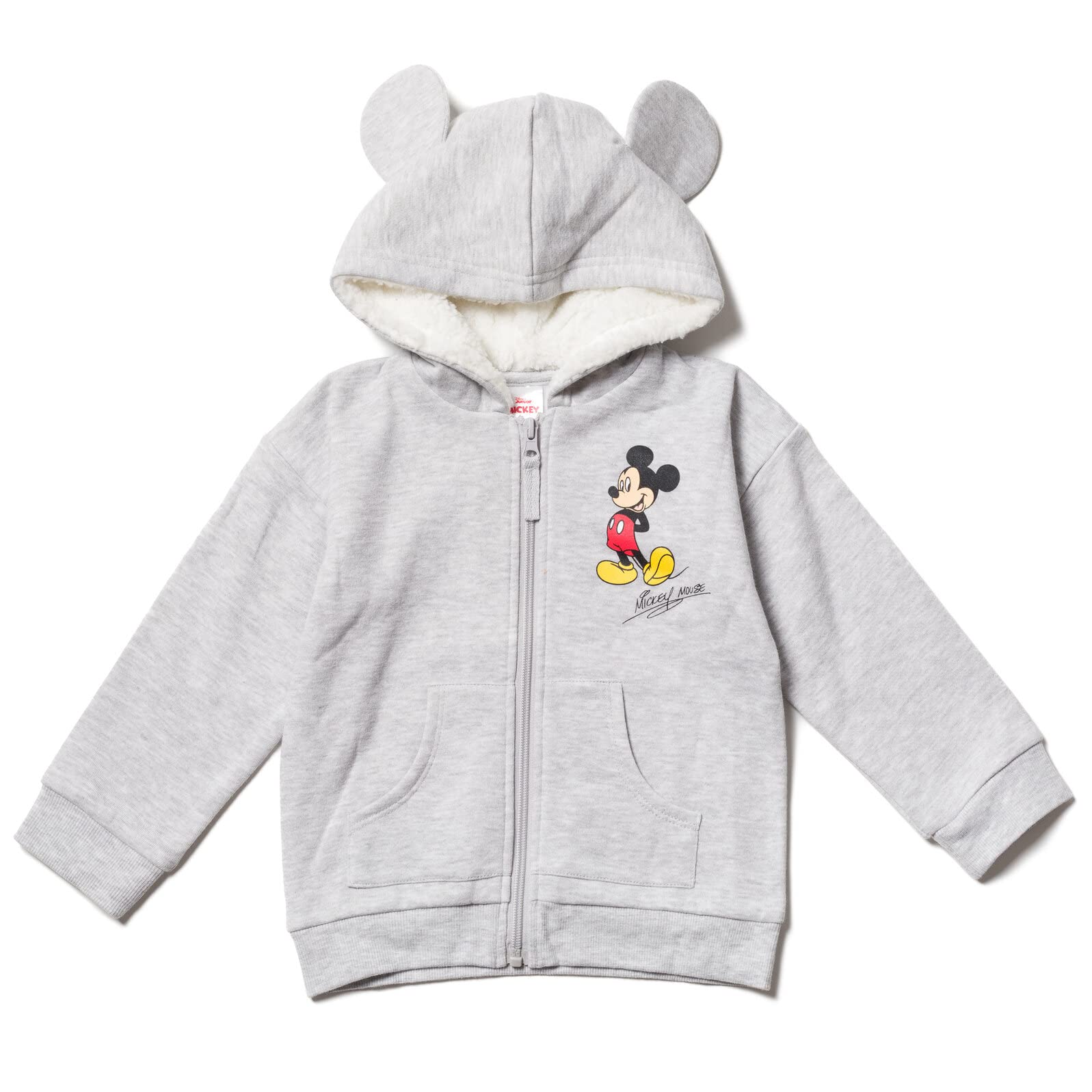 Disney Mickey Mouse Infant Baby Boys or Girls Fleece Zip Up Hoodie Gray 18 Months