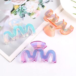 Jayongnee 3Pcs Hair Claw Clips for Thick Hair, Nonslip Claw Clip for Women Thin Hair (Multi-colored6)